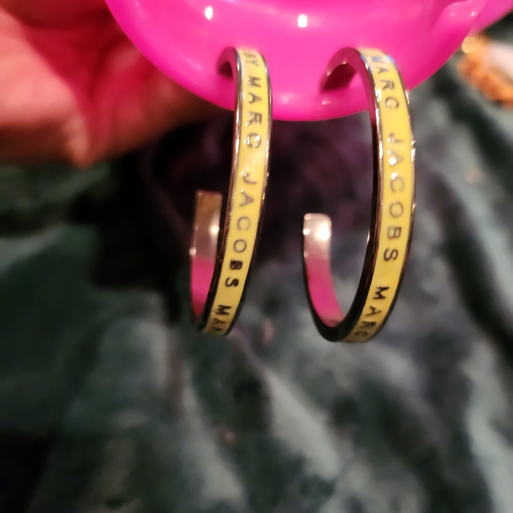 Marc Jacobs Yellow Enamel Hoop Earrings
